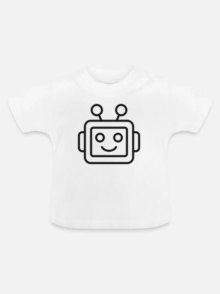 KI-Roboter-Kopfzeilen-Symbol - Baby Bio-T-Shirt mit Rundhals - Weiß