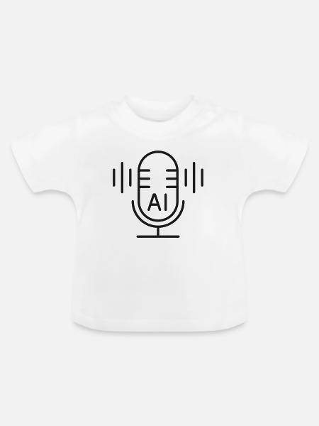 KI-Sprachassistent-Mikrofon-Zeilensymbol - Baby Bio-T-Shirt mit Rundhals - Weiß