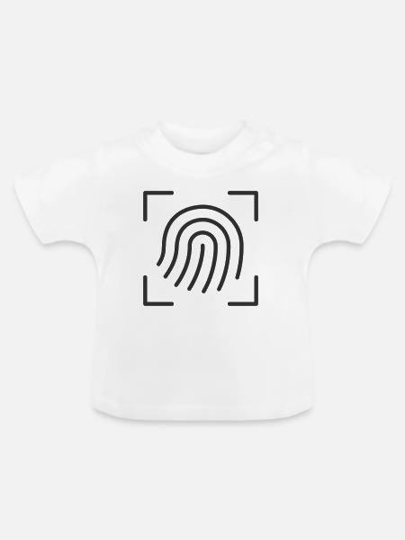 Fingerabdruckscan-Linien-Symbol - Baby Bio-T-Shirt mit Rundhals - Weiß