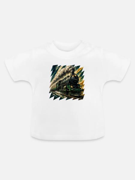 Dampfzug Prisma Collage - Baby Bio-T-Shirt mit Rundhals - Weiß