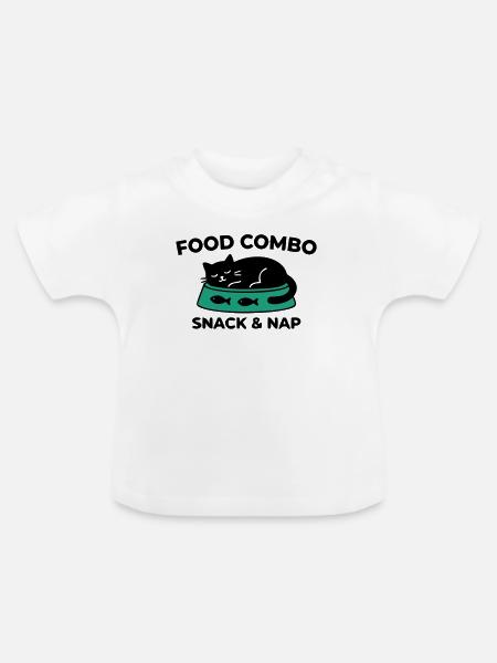 Snack Nap Katze Logo - Baby Bio-T-Shirt mit Rundhals - Weiß