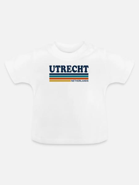 Utrecht Niederlande Retro-Streifen - Baby Bio-T-Shirt mit Rundhals - Weiß