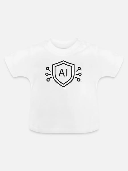 KI-Sicherheitsschildlinien-Symbol - Baby Bio-T-Shirt mit Rundhals - Weiß