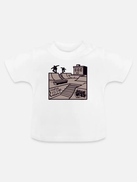 Skatepark Rampe Illustration - Baby Bio-T-Shirt mit Rundhals - Weiß