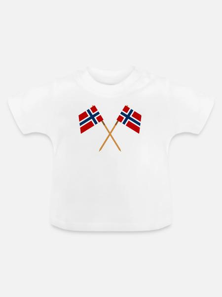 Norwegische Flagge - Baby Bio-T-Shirt mit Rundhals - Weiß