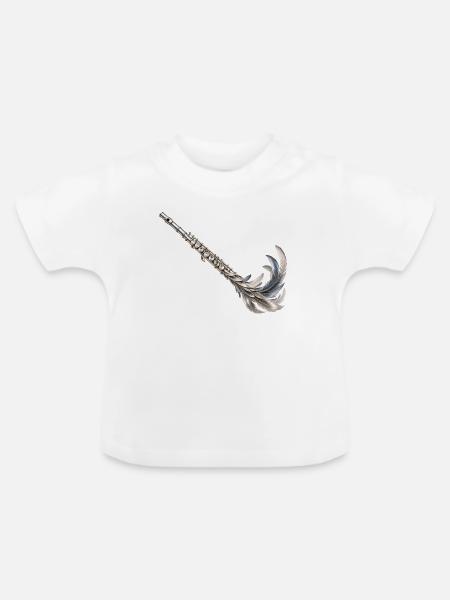 Feather Flow Flöte - Baby Bio-T-Shirt mit Rundhals - Weiß