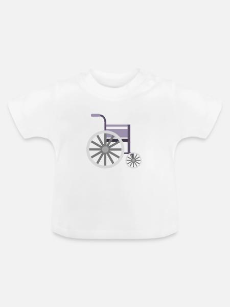 Rollstuhl - Baby Bio-T-Shirt mit Rundhals - Weiß