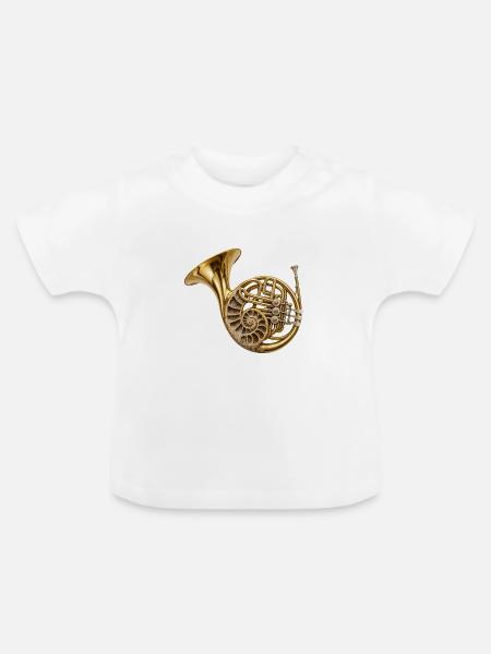 Fossiles Waldhorn - Baby Bio-T-Shirt mit Rundhals - Weiß
