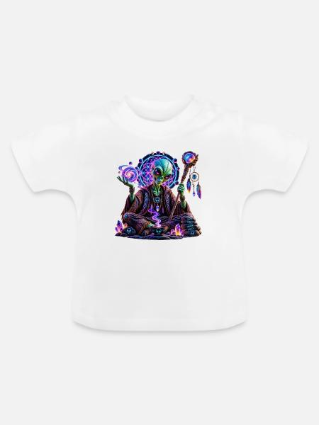Kosmisches Alien-Orakel – Mystisches Alien Design - Baby Bio-T-Shirt mit Rundhals - Weiß