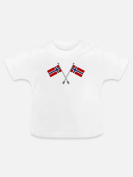 Norwegische Flagge - Baby Bio-T-Shirt mit Rundhals - Weiß