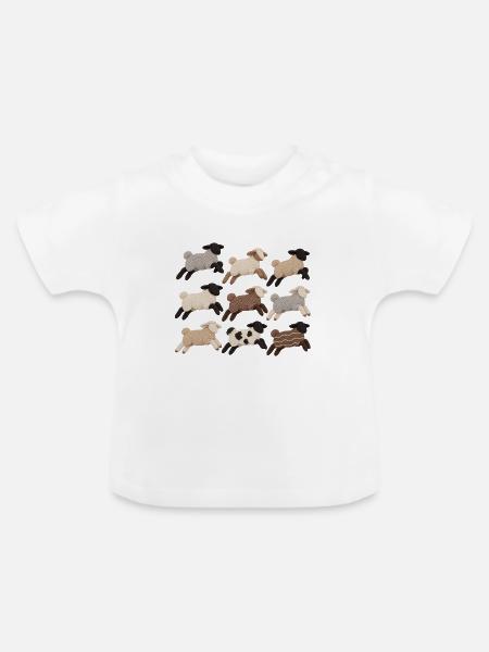 Schäfchen Herde - Baby Bio-T-Shirt mit Rundhals - Weiß