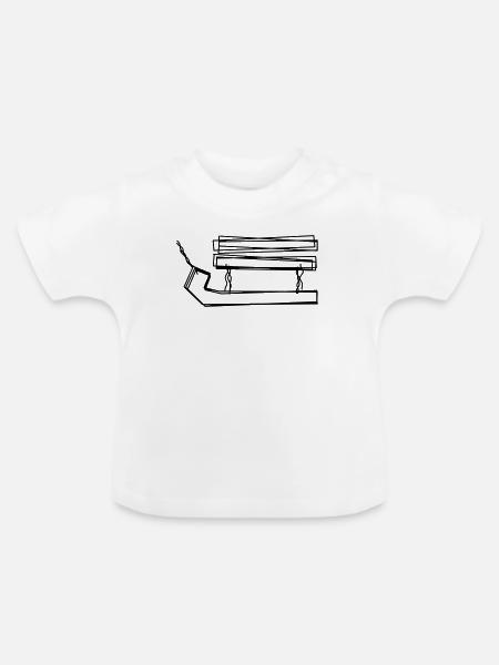 Schlitten handgezeichnet - Baby Bio-T-Shirt mit Rundhals - Weiß