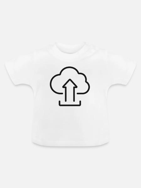 Cloud-Upload-Zeilen-Icon - Baby Bio-T-Shirt mit Rundhals - Weiß