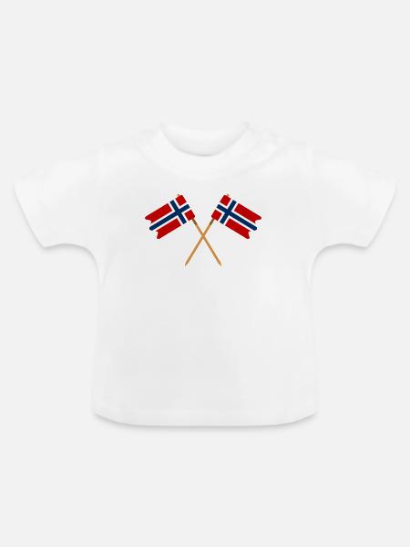 Norwegische Flagge - Baby Bio-T-Shirt mit Rundhals - Weiß