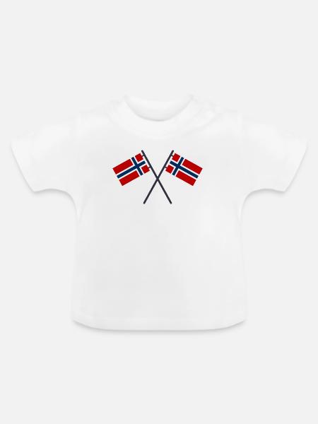 Norwegische Flagge - Baby Bio-T-Shirt mit Rundhals - Weiß