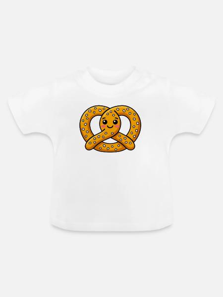 Lächelnde Brezel - Baby Bio-T-Shirt mit Rundhals - Weiß