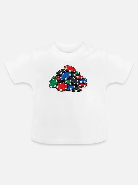 Pokerchips Pyramide Motiv - Baby Bio-T-Shirt mit Rundhals - Weiß