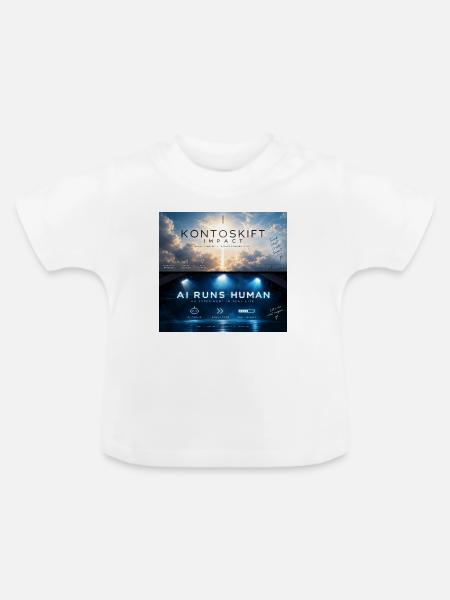 Kontoskift_Impact_AI_RUNS_HUMAN - Baby Bio-T-Shirt mit Rundhals - Weiß