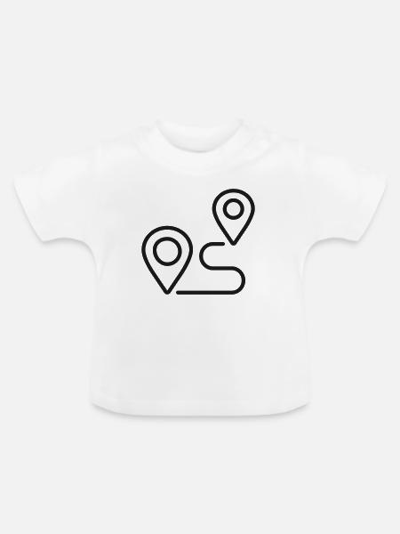 GPS-Routen-Navigationslinien-Symbol - Baby Bio-T-Shirt mit Rundhals - Weiß