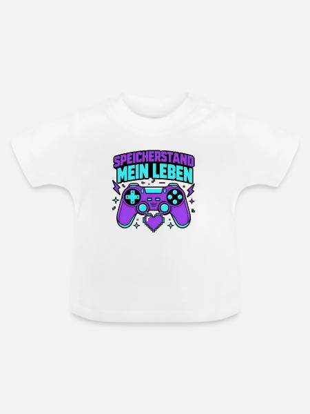 Speicherstand mein Leben Retro Gamer Controller - Baby Bio-T-Shirt mit Rundhals - Weiß