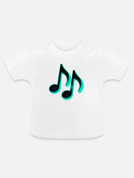 futuristische musiknoten - Baby Bio-T-Shirt mit Rundhals - Weiß