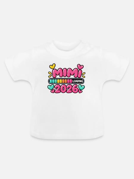 Mimi wird 2026 geladen – Neue Mimi-Ankündigung - Baby Bio-T-Shirt mit Rundhals - Weiß