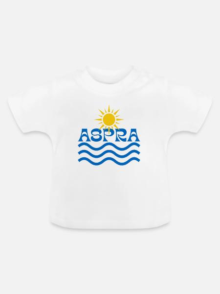Aspra Sunrise Waves Logo - Baby Bio-T-Shirt mit Rundhals - Weiß
