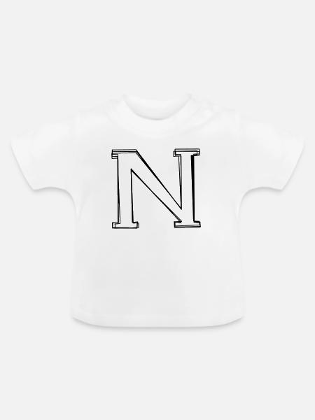 Buchstabe N handgezeichnet - Baby Bio-T-Shirt mit Rundhals - Weiß