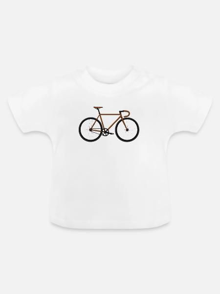 Fixie Bike braun - Baby Bio-T-Shirt mit Rundhals - Weiß