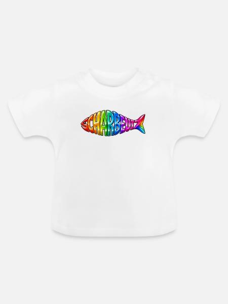 Scharbeutz Fisch Regenbogen - Baby Bio-T-Shirt mit Rundhals - Weiß