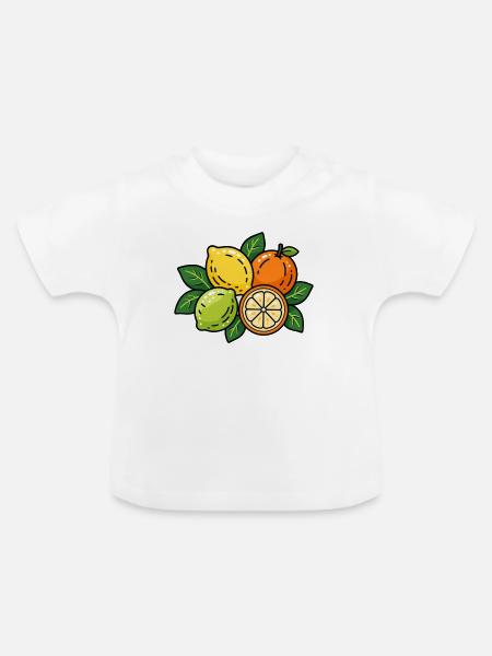 Citrus Cluster – Sunny Picnic Vibes - Baby Bio-T-Shirt mit Rundhals - Weiß