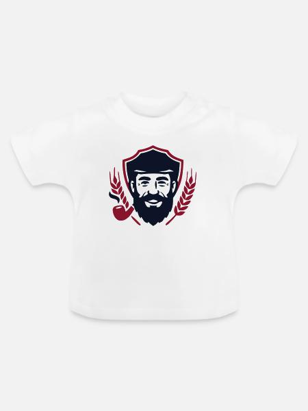 Seebaer Pfeife Wappen Logo - Baby Bio-T-Shirt mit Rundhals - Weiß