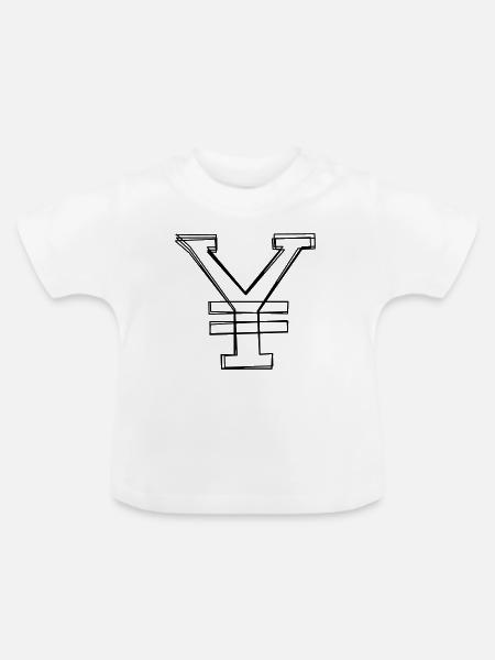 Yenzeichen handgezeichnet - Baby Bio-T-Shirt mit Rundhals - Weiß