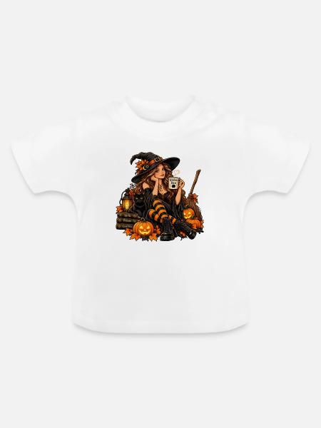 Halloween Hexe - Baby Bio-T-Shirt mit Rundhals - Weiß
