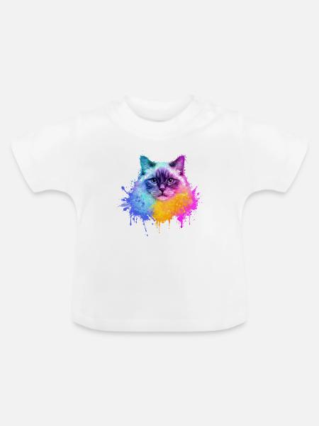 Heilige Birma Aquarell Illustration - Baby Bio-T-Shirt mit Rundhals - Weiß