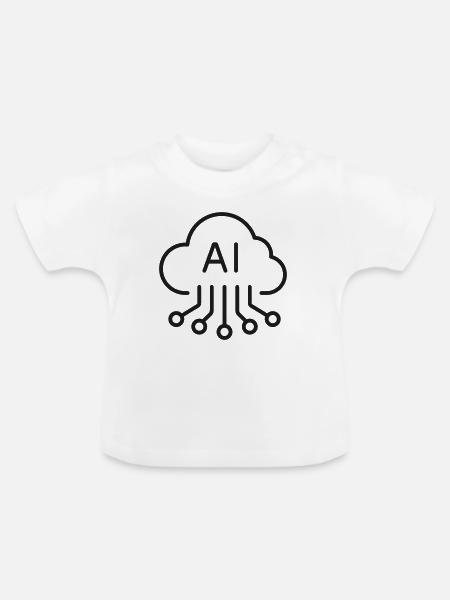 KI-Cloud-Computing-Linien-Symbol - Baby Bio-T-Shirt mit Rundhals - Weiß