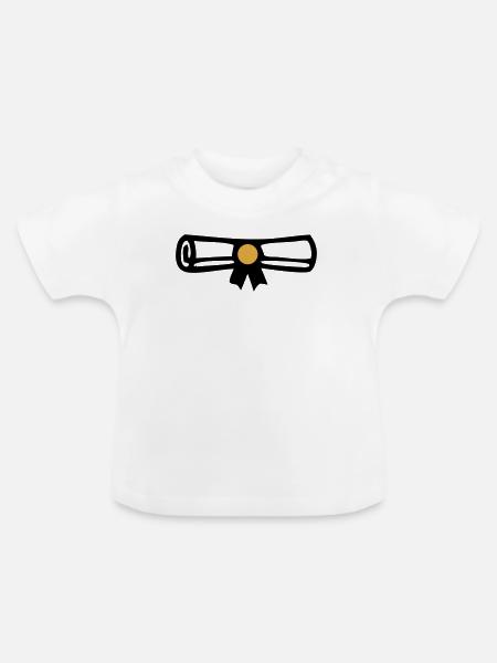 Abschluss Zeugnis Rolle Icon - Baby Bio-T-Shirt mit Rundhals - Weiß