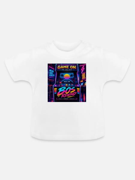 Rewind Arcade Neon - Baby Bio-T-Shirt mit Rundhals - Weiß