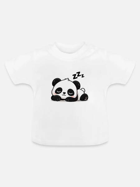 Schlafender Panda Traumzeit - Baby Bio-T-Shirt mit Rundhals - Weiß