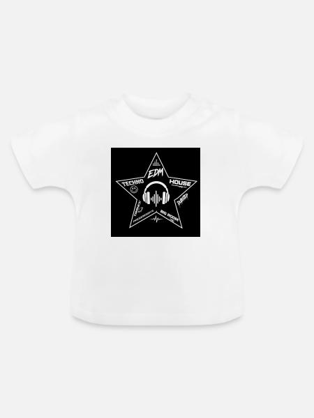 EDM Stern Kopfhörer Muster - Baby Bio-T-Shirt mit Rundhals - Weiß