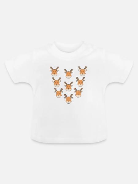 Cartoon-Hirschgesichter - Baby Bio-T-Shirt mit Rundhals - Weiß