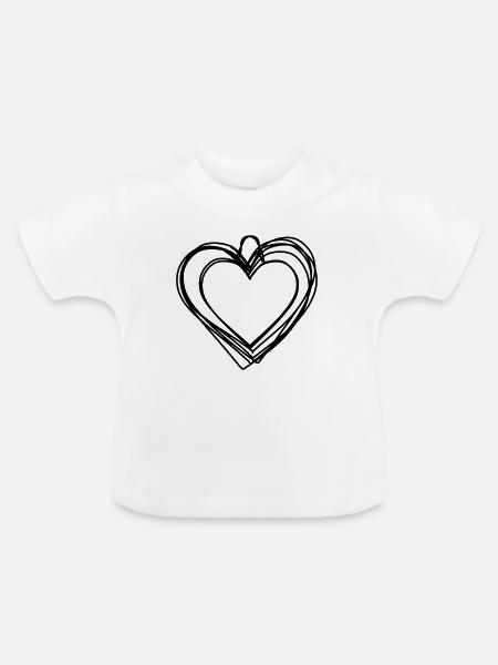 Lebkuchenherz handgezeichnet - Baby Bio-T-Shirt mit Rundhals - Weiß