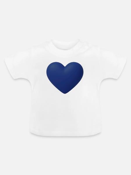 Kobaltblauer Herz 3D - Baby Bio-T-Shirt mit Rundhals - Weiß
