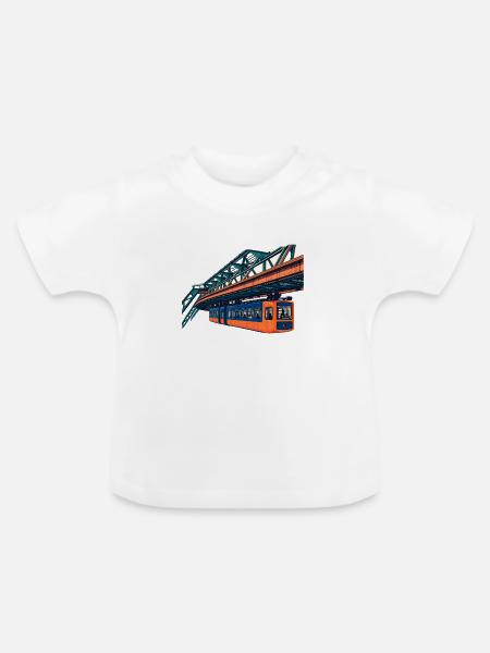 Wuppertaler Schwebebahn Risograph - Baby Bio-T-Shirt mit Rundhals - Weiß