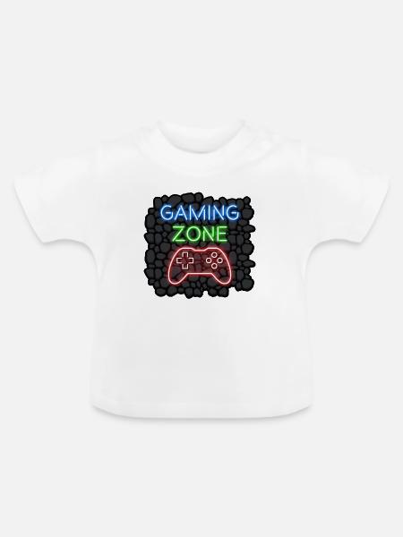 Gaming Zone Design für Gamer Zocker - Baby Bio-T-Shirt mit Rundhals - Weiß