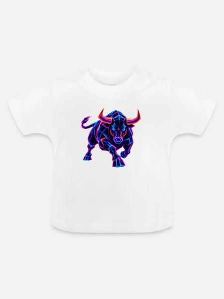 Neon Wall Street Bullenmacht - Baby Bio-T-Shirt mit Rundhals - Weiß
