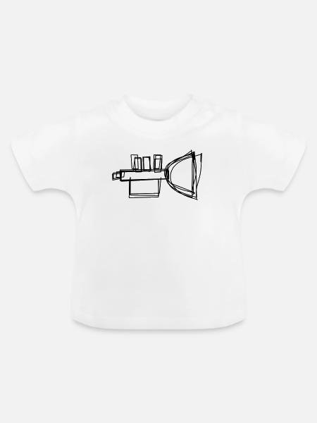 Flügelhorn handgezeichnet - Baby Bio-T-Shirt mit Rundhals - Weiß