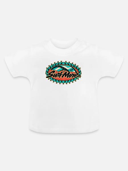 SurfMore Retro Surf-Logo - Wing - Baby Bio-T-Shirt mit Rundhals - Weiß