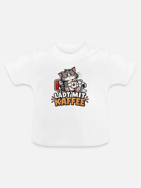 Kaffee-Ladekätzchen - Baby Bio-T-Shirt mit Rundhals - Weiß