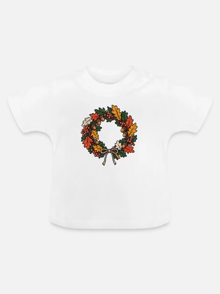 Kranzbinden – Herbstzauber von Hand - Baby Bio-T-Shirt mit Rundhals - Weiß